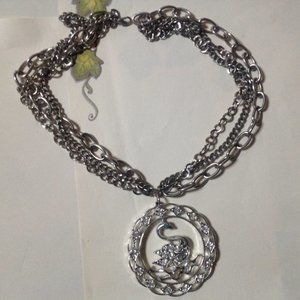 Vintage Sarah Coventry “Swan Lake” Rhinestone Pendant